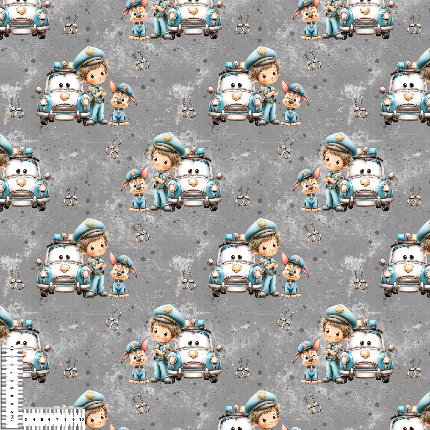 Mini-Polizei im Einsatz | Polizei Stoff Meterware | Kinderstoff