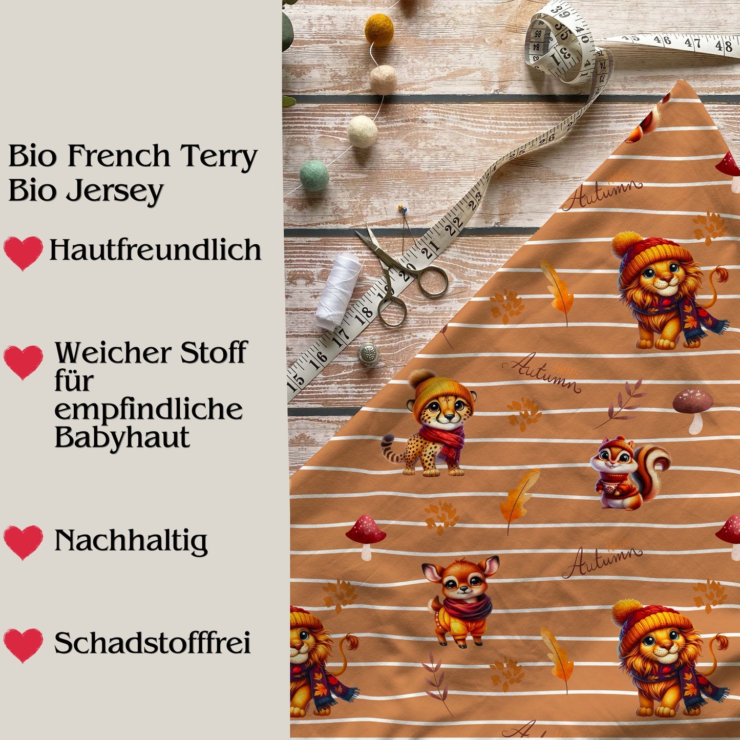 Stoffe Meterware " Herbstfreunde" - Jersey oder French Terry