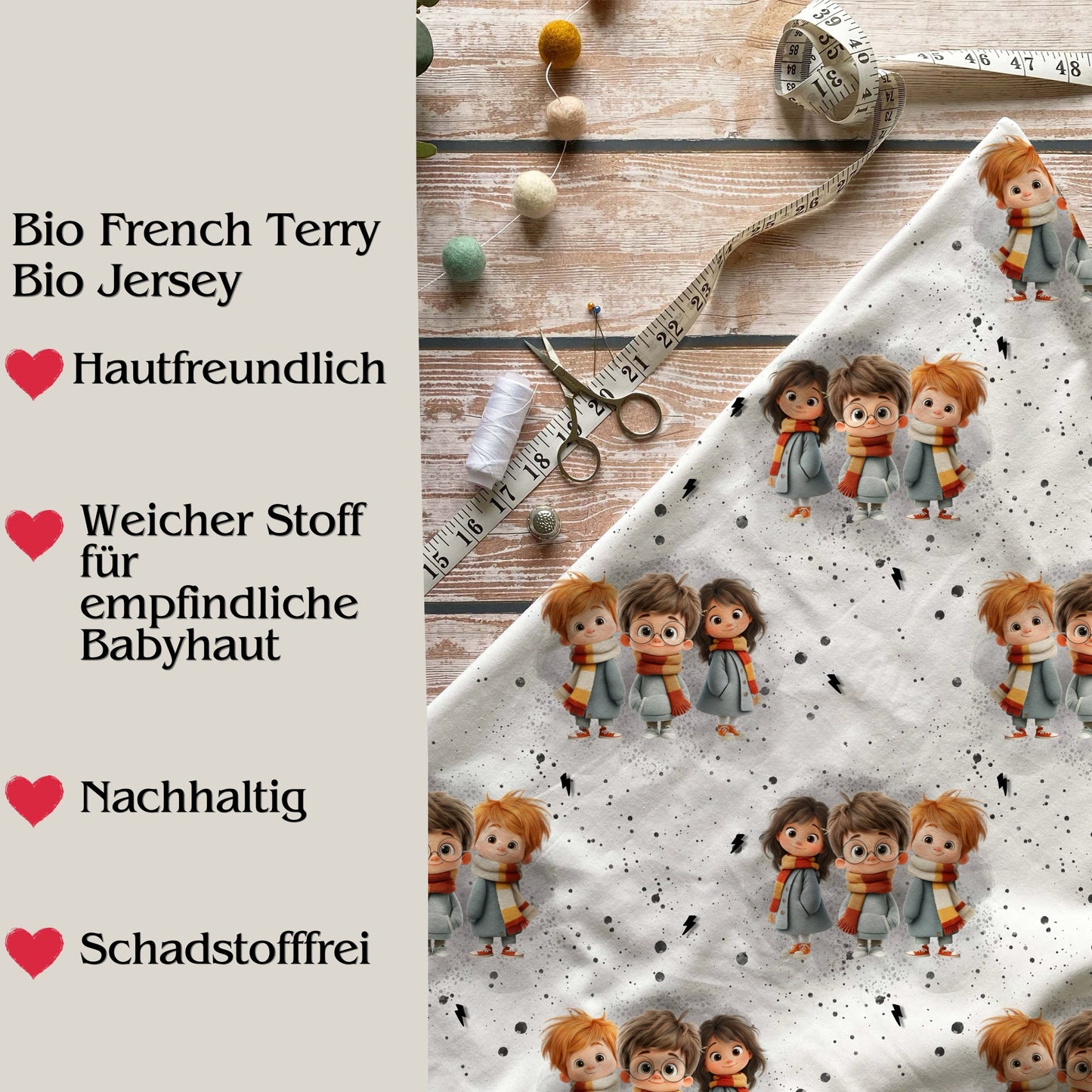 Stoffe Meterware " Zauberer" - Jersey oder French Terry