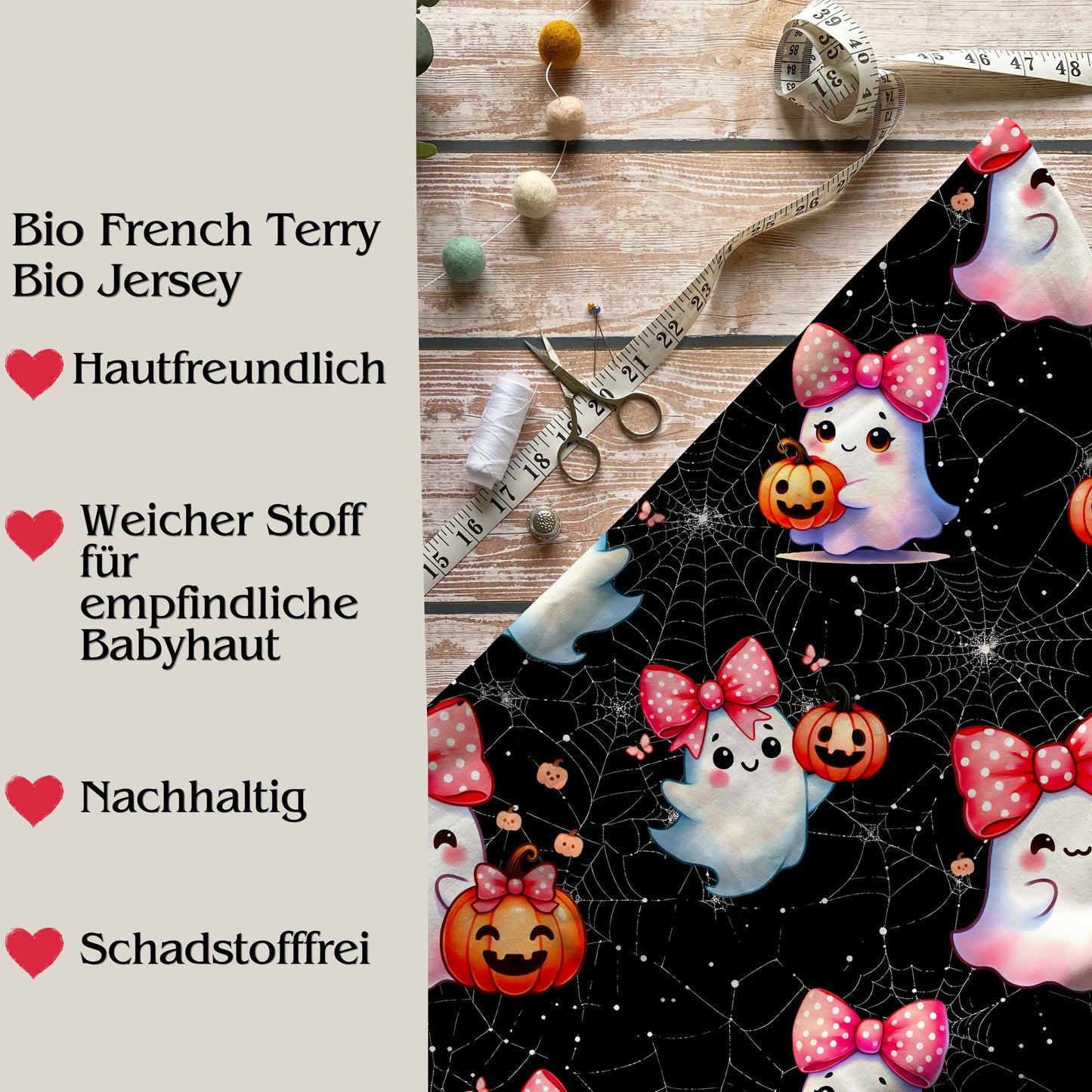 Stoffe Meterware "Spooky Cutie" - Jersey oder French Terry