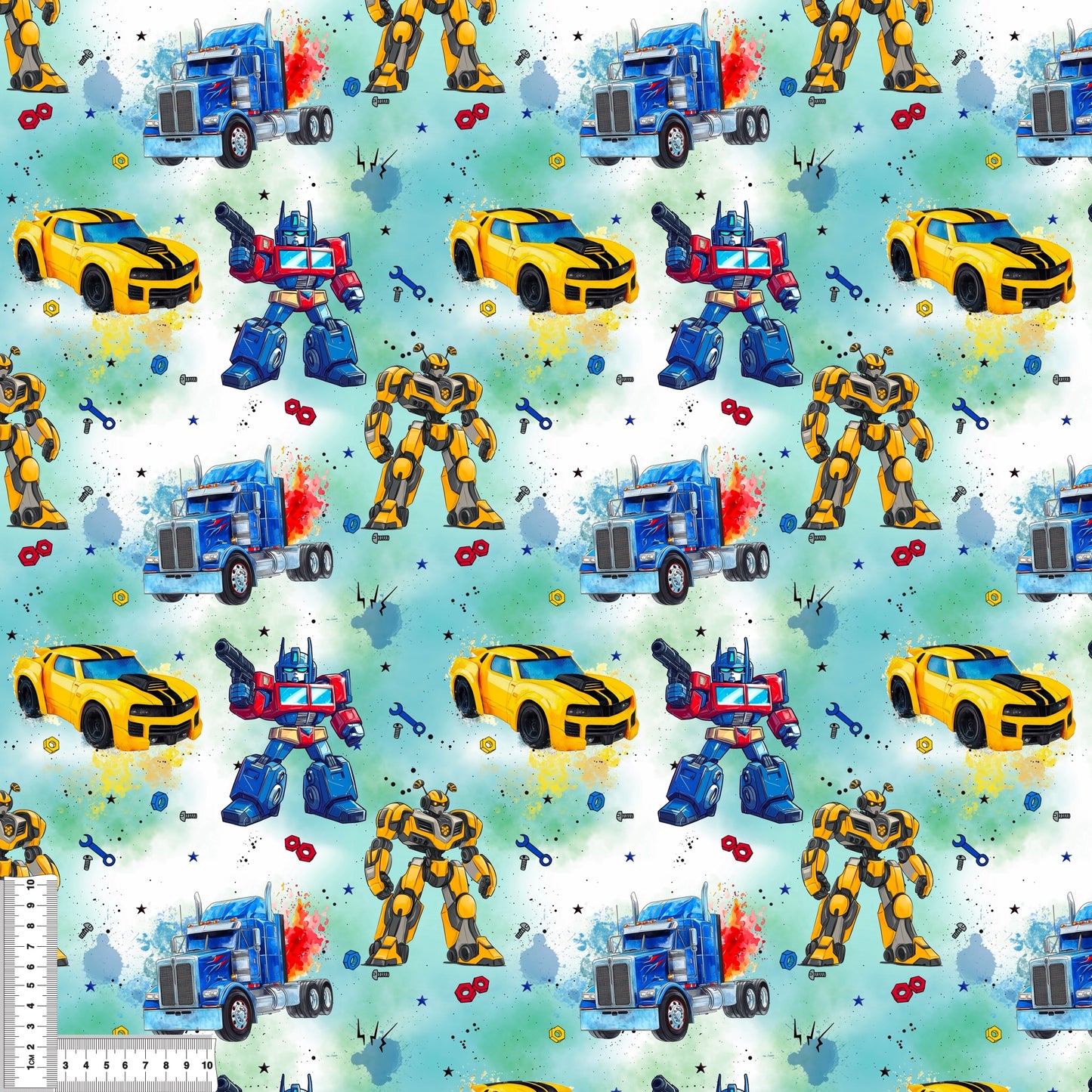 Jersey & French Terry "RobotCars" in grün - Stoffe Meterware