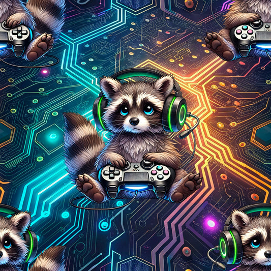 Jersey | Rib Jersey | French Terry Stoffe Meterware "Gamer Waschbär“