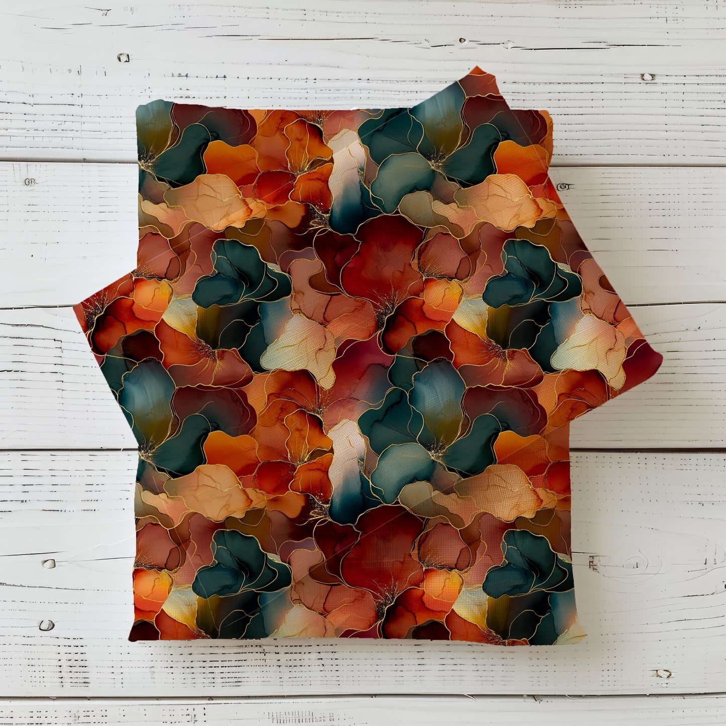 Golden Petals | Blumen Stoff Meterware