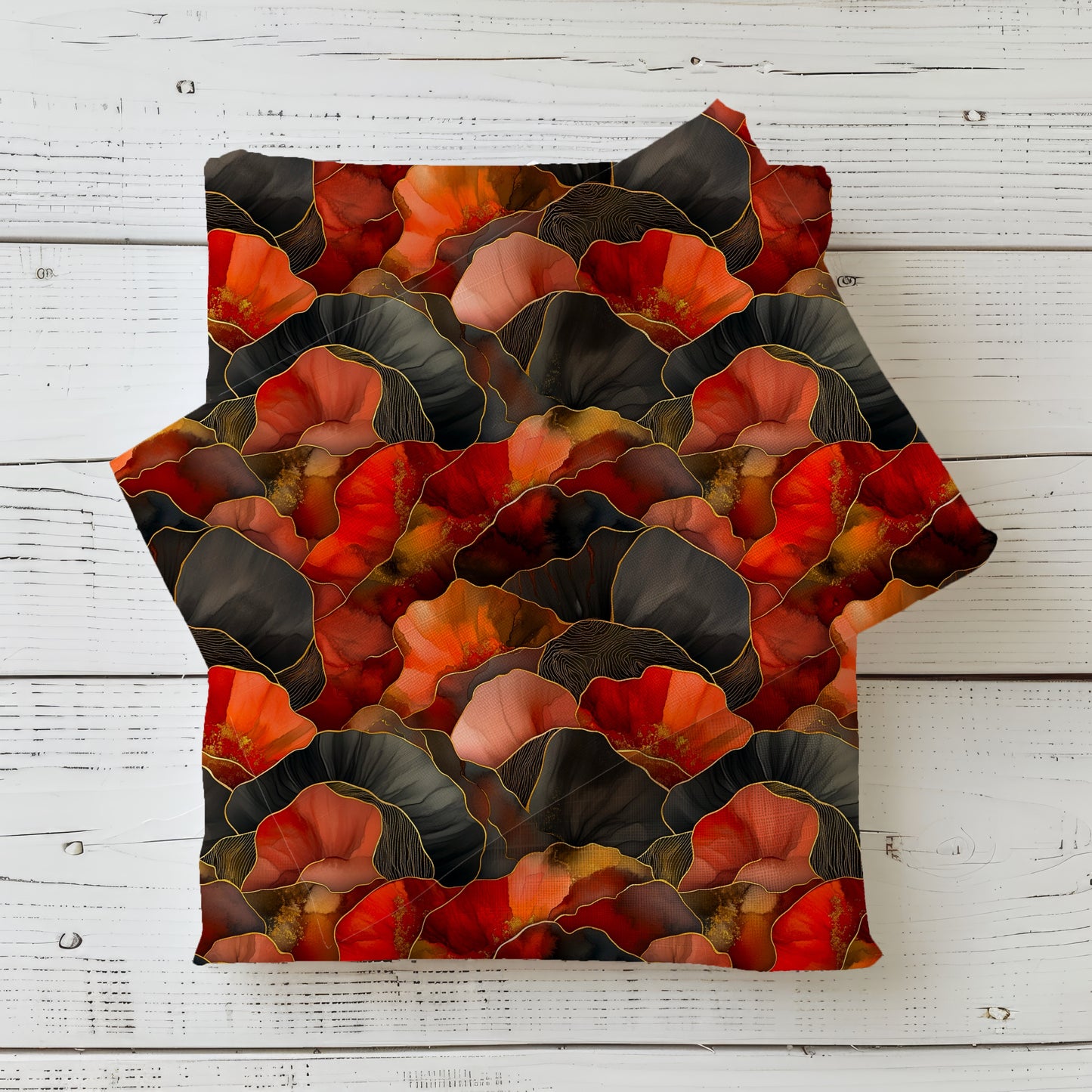 Golden Flames | Blumen Stoff Meterware