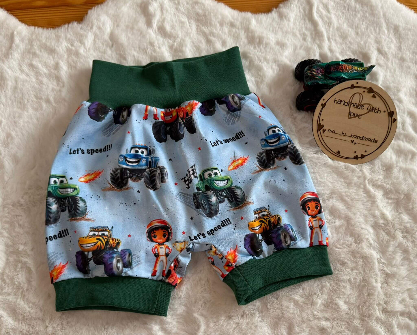 Monster Trucks Stoff – Jersey oder French Terry in Blau