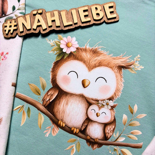 Detailaufnahme vom Eulen Bügelbild