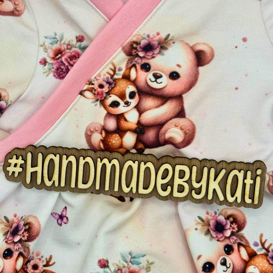 Handmade Baby Wickelkleid "Waldtiere" in rosa