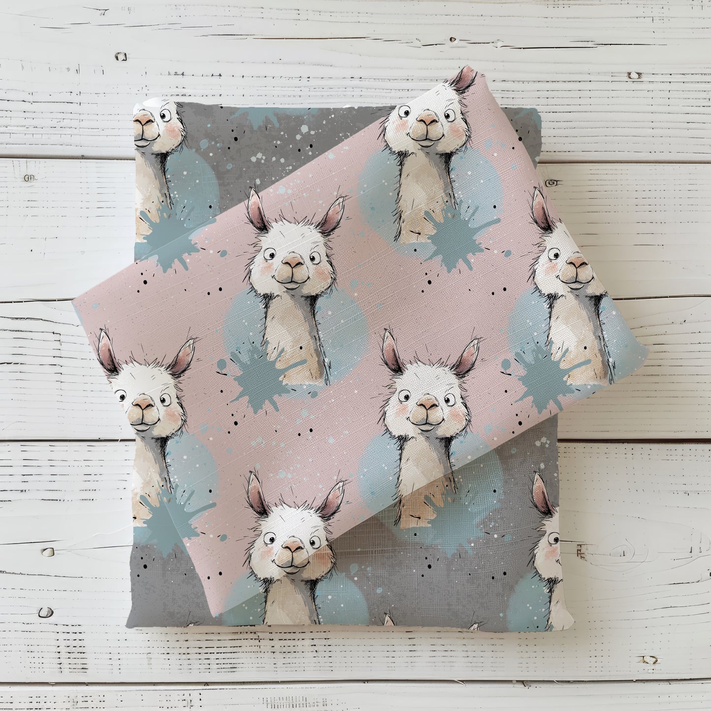 Lama Rosa | Lama Stoff Meterware | Kinderstoff