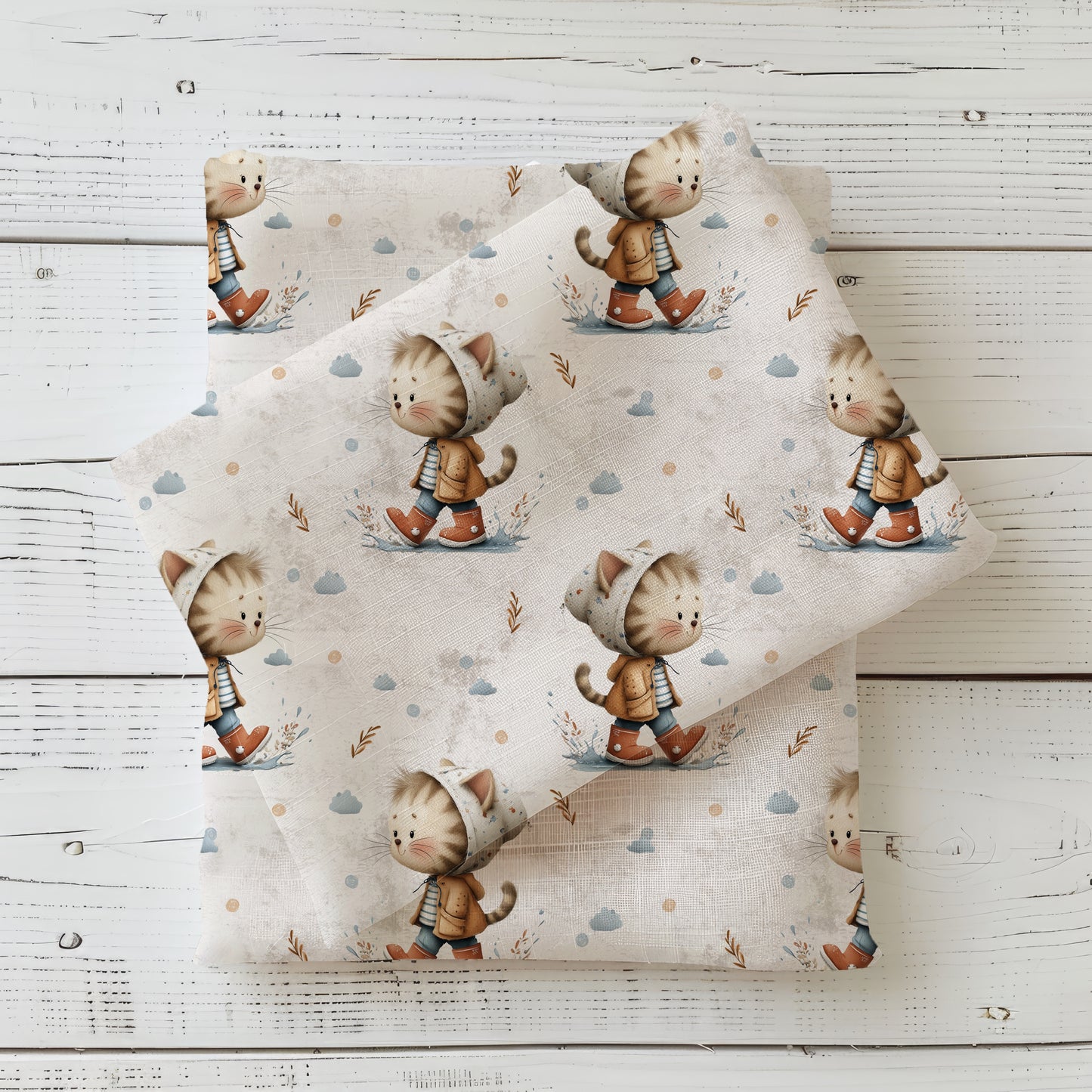 Matschpfötchen | Katzen Stoff Meterware | Kinderstoff