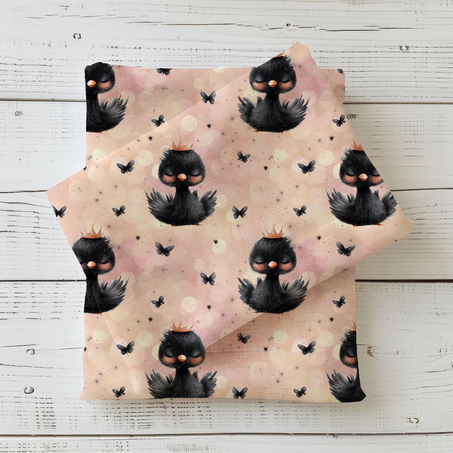 Schwarzer Schwan | Schwanen Stoff Meterware | Kinderstoff