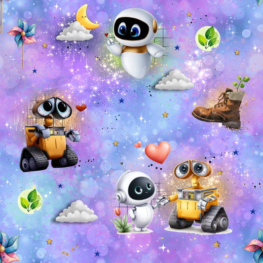 Jersey | Rib Jersey | French Terry Stoffe Meterware "Love in Space“ Lila