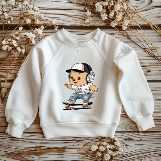 Bügelbild "Skater Bär" mit Kopfhörer 15cm