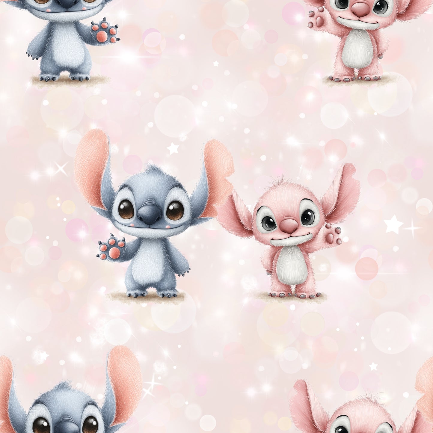 Ohana Freunde | Ohana Stoff Meterware | Kinderstoff rosa