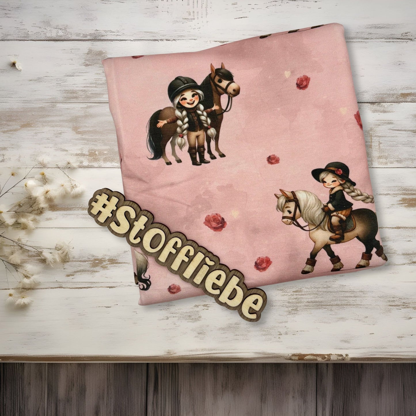 French Terry "Mädchen mit Pferd" - 0,5m