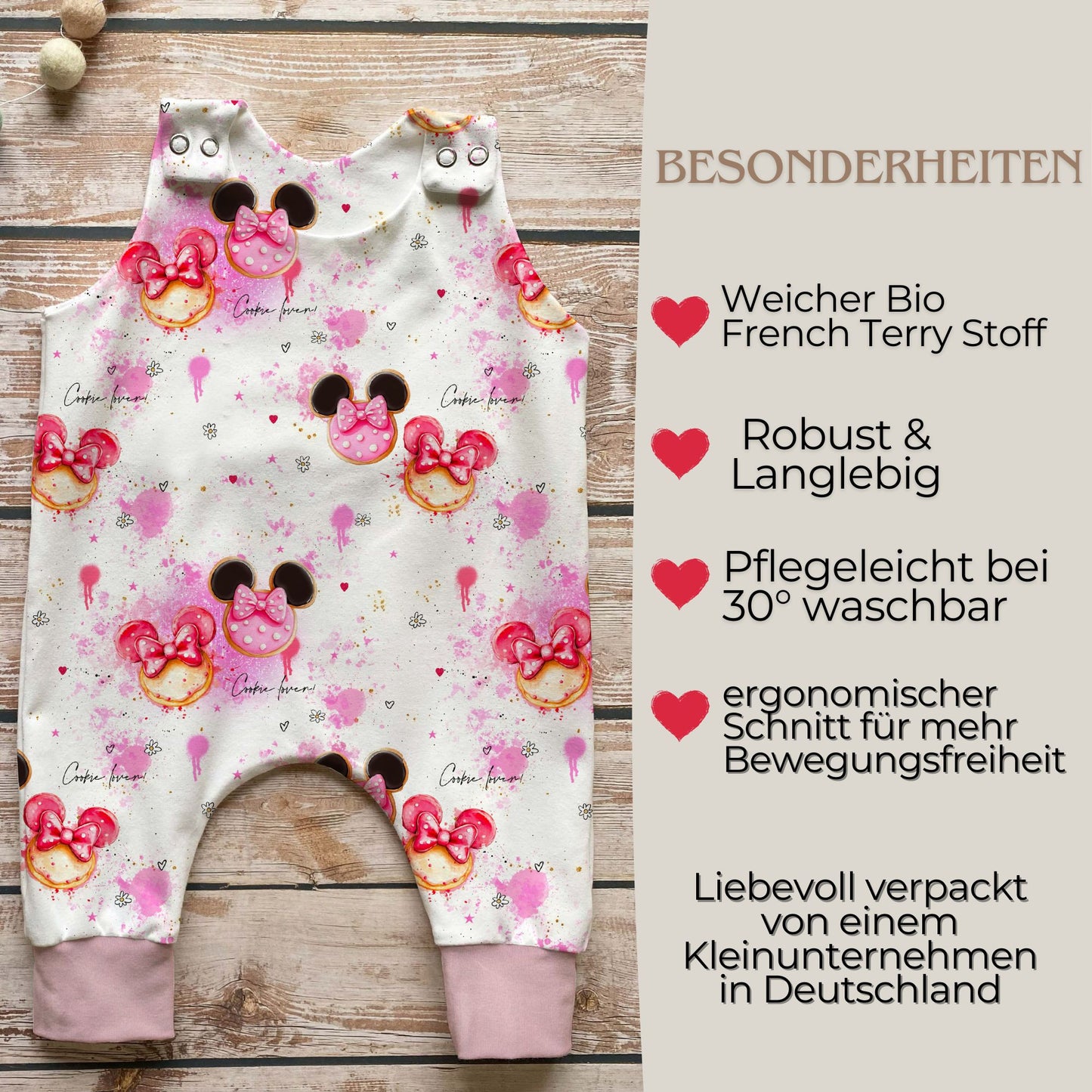 Handmade Baby Strampler "Cookie Lover"