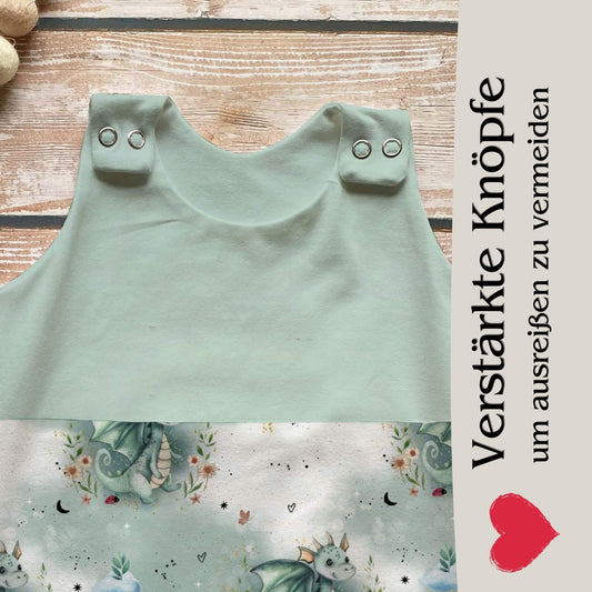 Handmade Baby Strampler "Drache" mint- geteilt