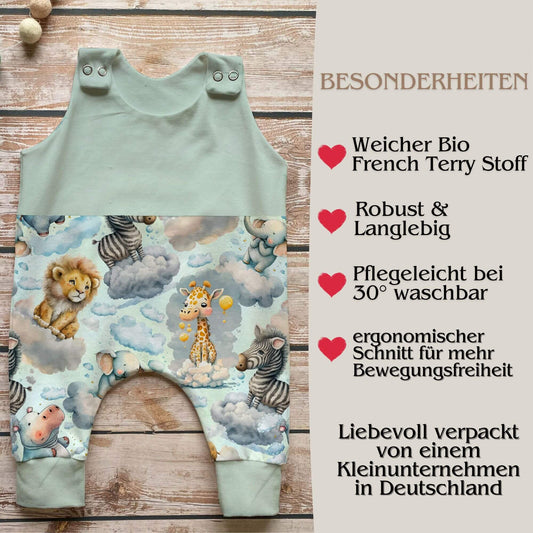 Handmade Baby Strampler "Safari träume" mint- geteilt
