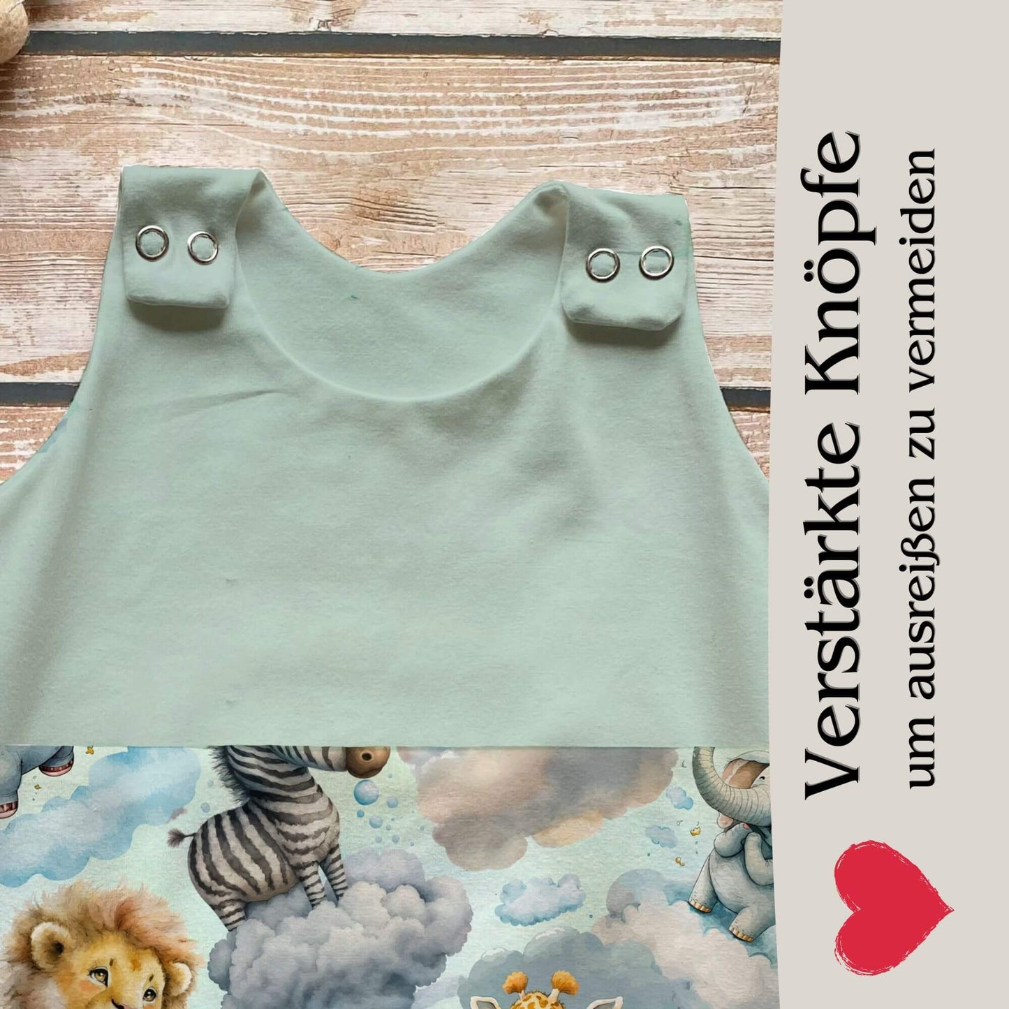 Handmade Baby Strampler "Safari träume" mint- geteilt