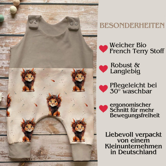 Handmade Baby Strampler "Löwe" beige - geteilt