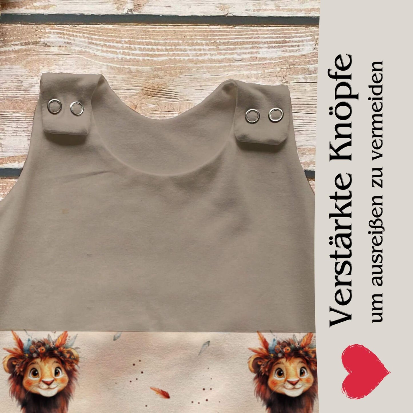 Handmade Baby Strampler "Löwe" beige - geteilt