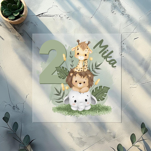 Personalisiertes Bügelbilder für Textilien "Safari" - 2. Geburtstag