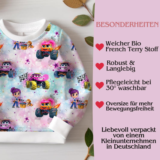 Sweatshirt Kinder "Monstertruck" rosa - French Terry