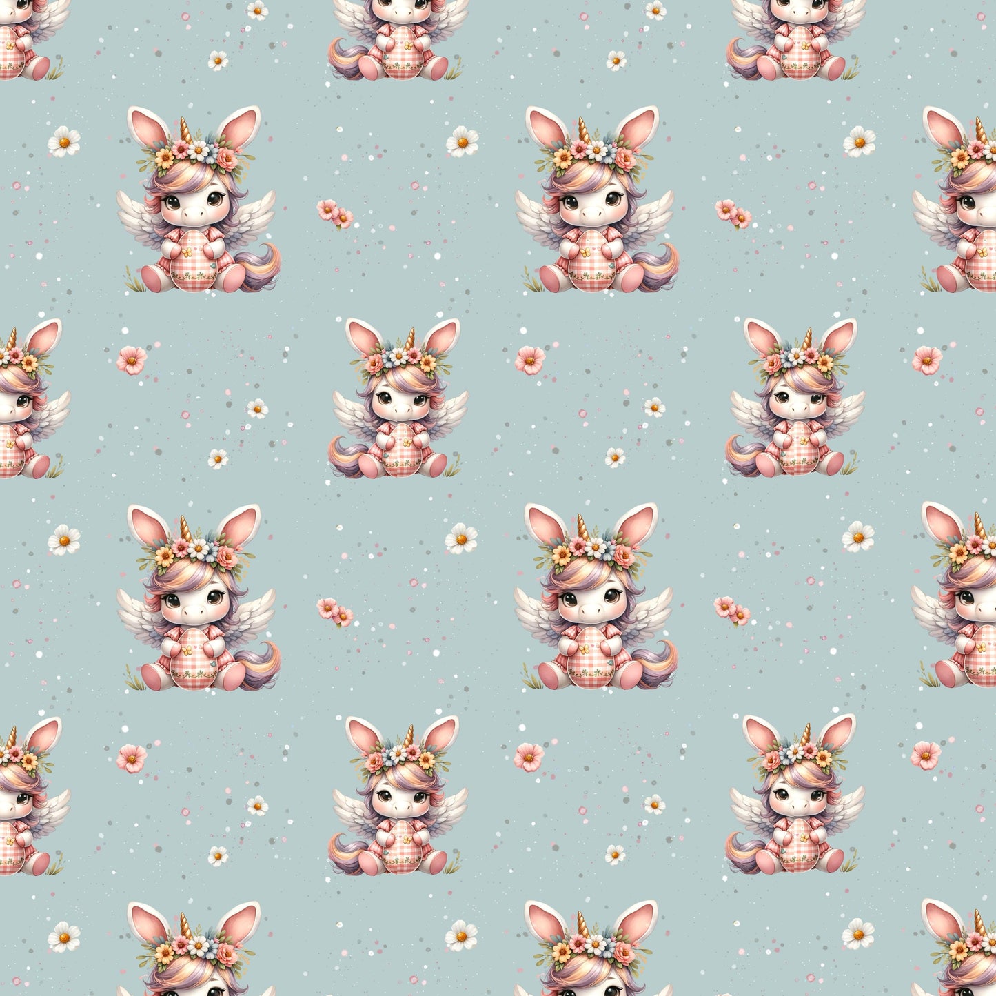 Oster Einhorn in blau | Einhorn Stoff Meterware | Kinderstoff