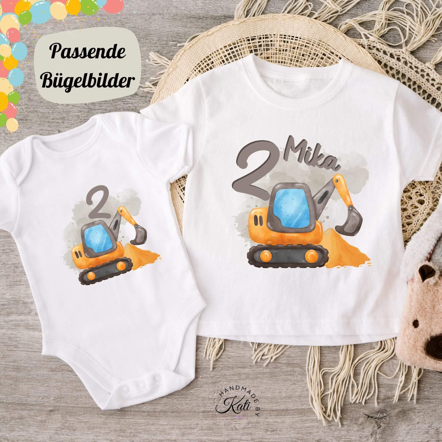 Personalisiertes Gastgeschenk kleine Jutebeutel - Bagger