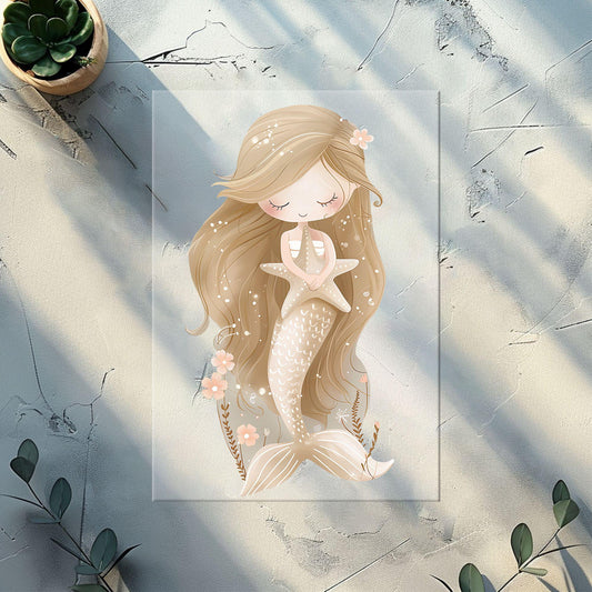 Bügelbilder für Textilien "Meerjungfrau" - Glitzer Bügelbild
