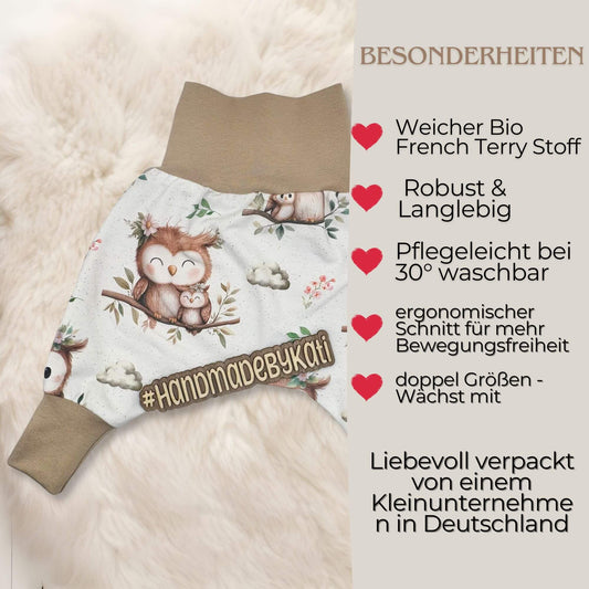 Handmade Pumphose "Eule" in weiß - beige