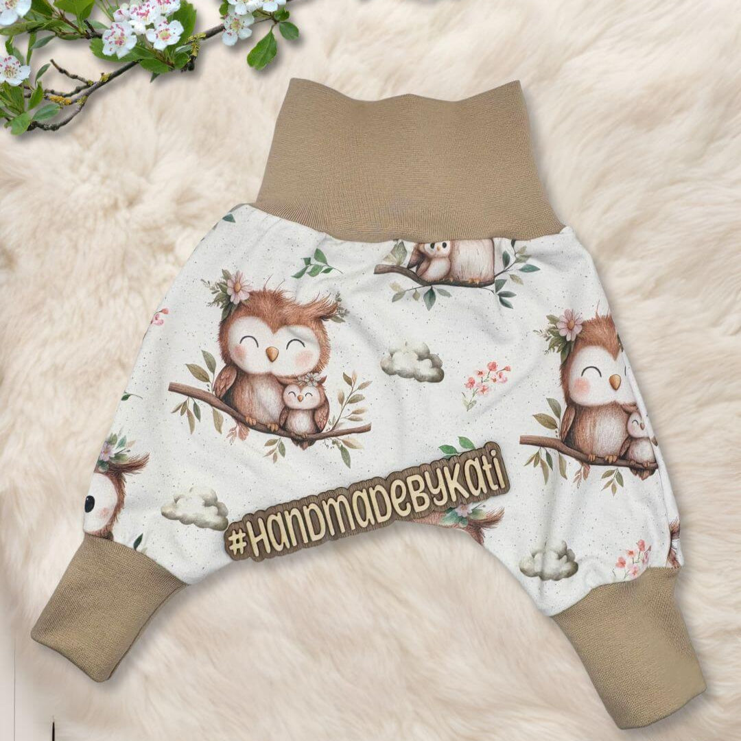 Handmade Pumphose "Eule" in weiß - beige