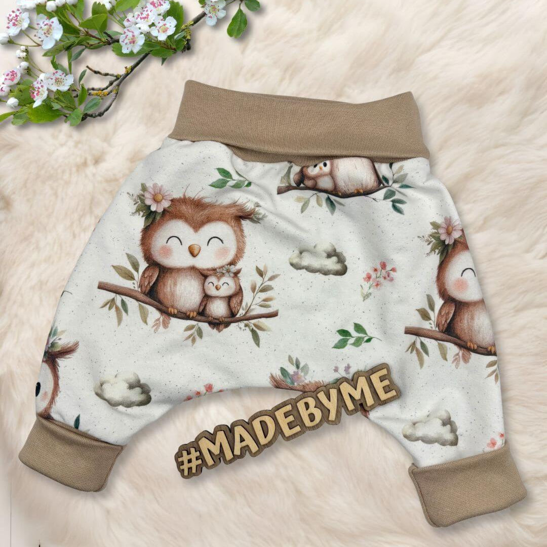 Handmade Pumphose "Eule" in weiß - beige