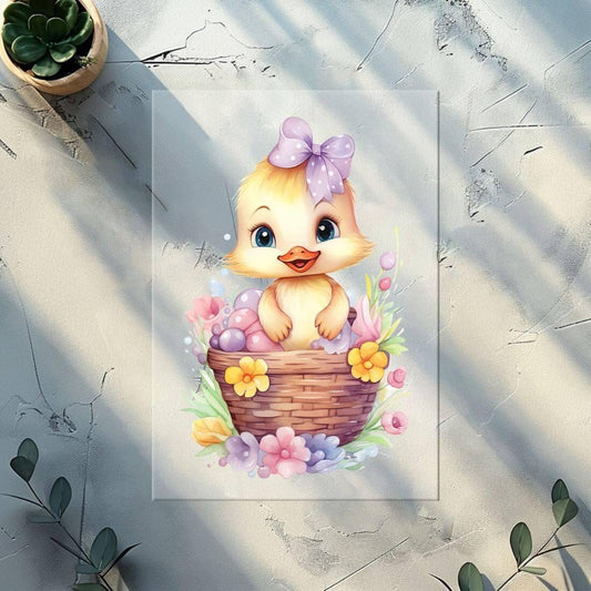 Bügelbilder für Textilien "Oster Küken" - Glitzer Bügelbild