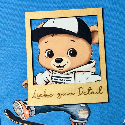 Sweatshirt Kinder "Skater Bär" in blau - French Terry