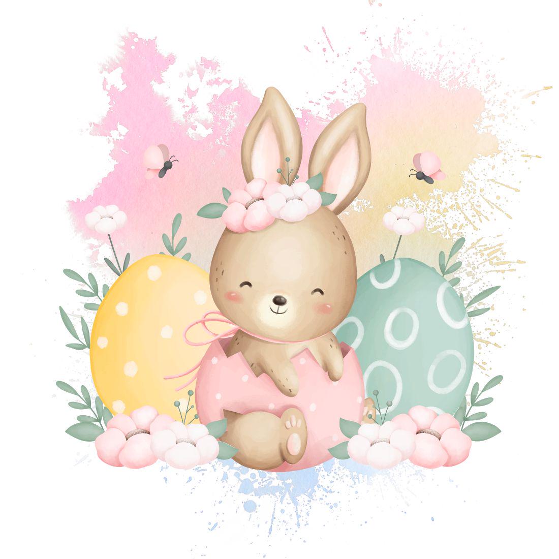 Bügelbilder für Textilien "Osterhase im Osterei" in rosa