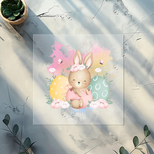 Bügelbilder für Textilien "Osterhase im Osterei" in rosa