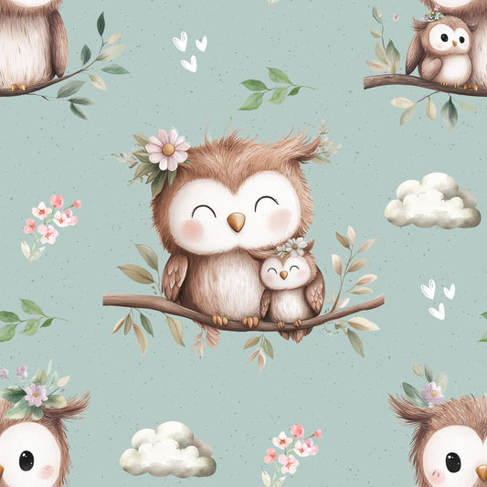 French Terry "Eule" in mint - 0,5m