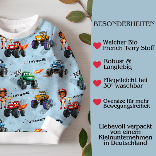 Sweatshirt Kinder "Monstertruck" blau - French Terry