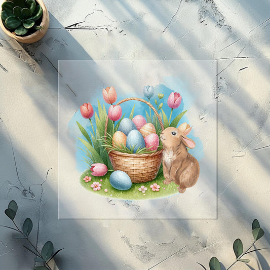 Bügelbilder für Textilien "Hasen & Korb"