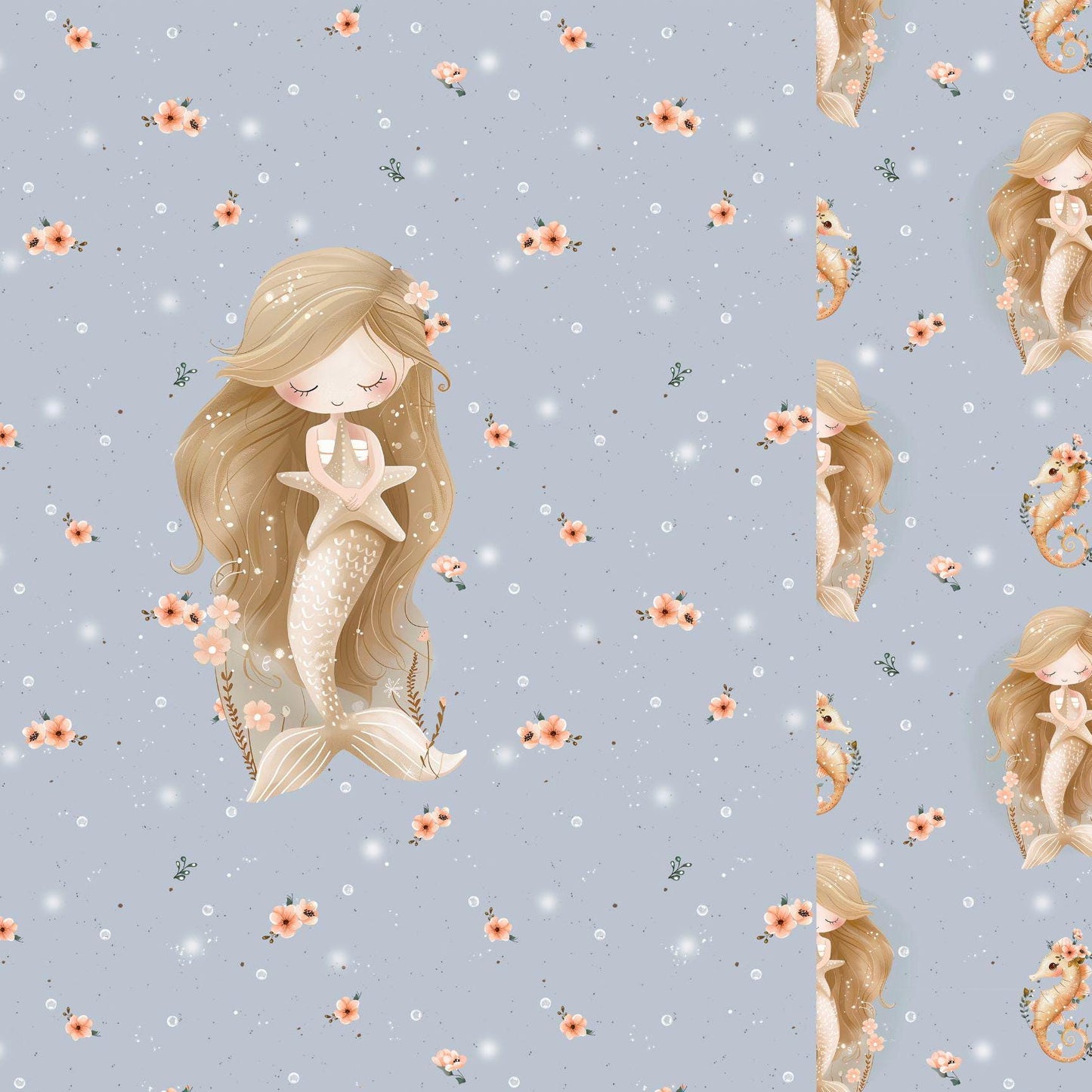 Stoff Panel "kleine Meerjungfrau" - Jersey oder French Terry - inkl. Kombistoff