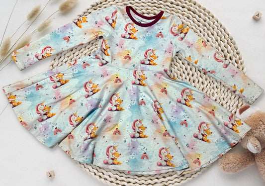 Drehkleid "Einhorn & Fuchs" aus French Terry