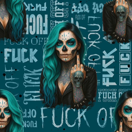 Jersey | Rib Jersey | French Terry Meterware „Viva La Rebel" - petrol