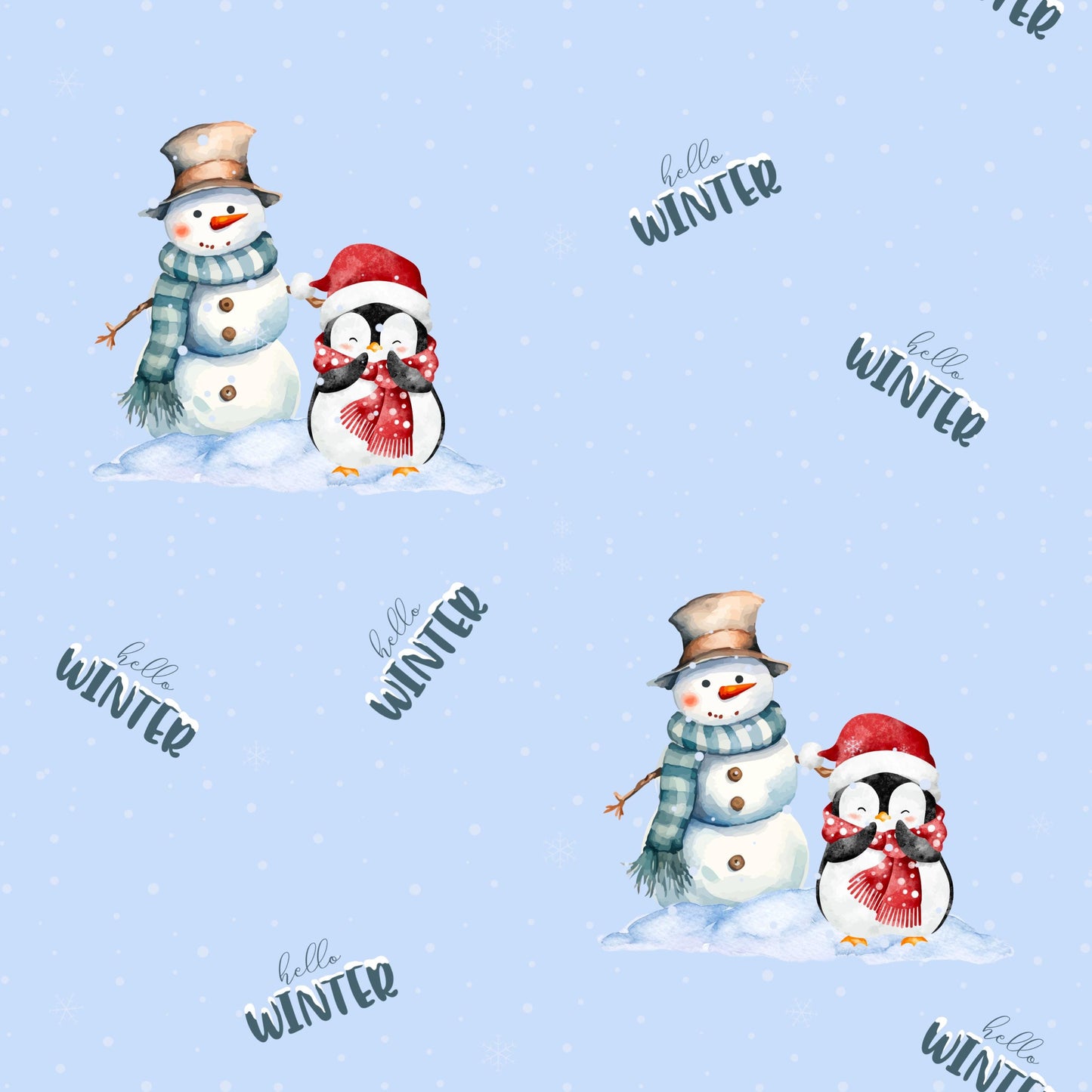 Jersey oder French Terry Weihnachtsstoff für Kinder - "Hello Winter"