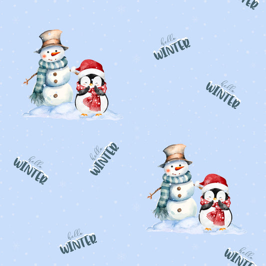 Jersey oder French Terry Weihnachtsstoff für Kinder - "Hello Winter"