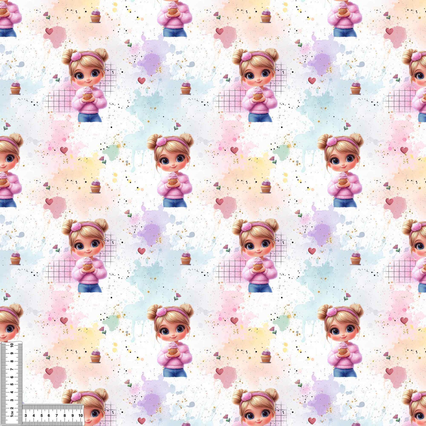 Stoffe Meterware "Cup Cake Girl" - Jersey oder French Terry