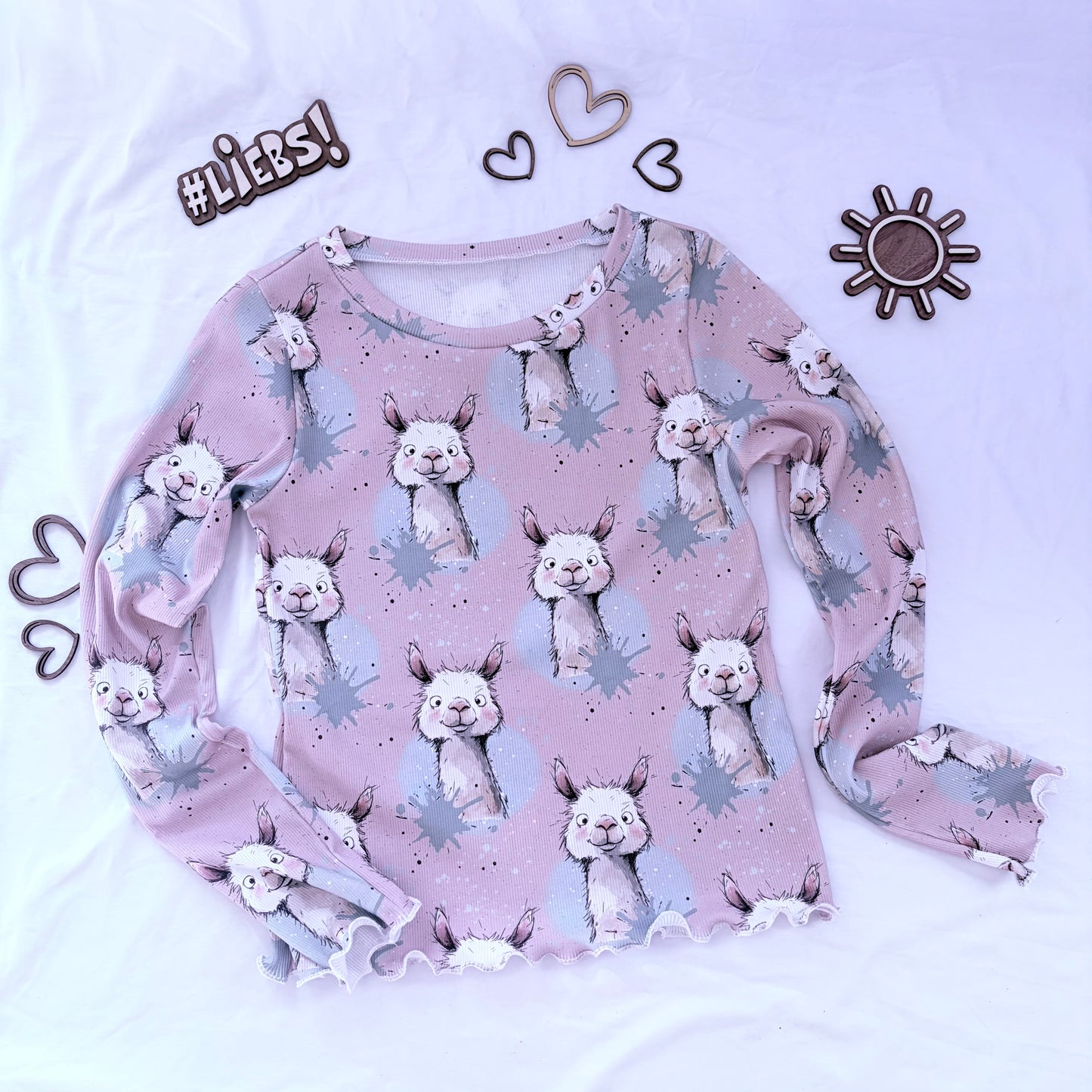 Lama Rosa | Lama Stoff Meterware | Kinderstoff