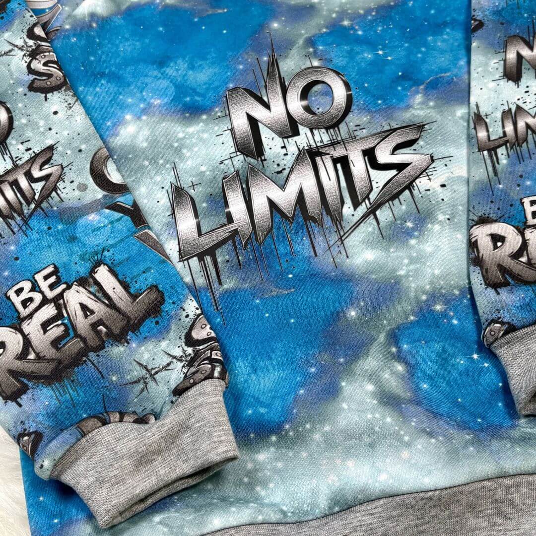 Graffiti Bügelbild „NO LIMITS“ | DTF Transfer für Kleidung & Accessoires