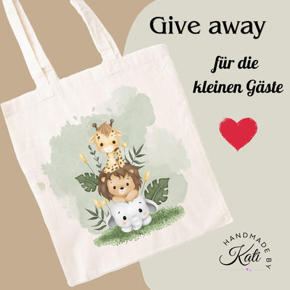 Personalisiertes Gastgeschenk kleine Jutebeutel - Safari