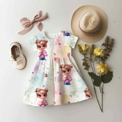 Stoffe Meterware "Cup Cake Girl" - Jersey oder French Terry