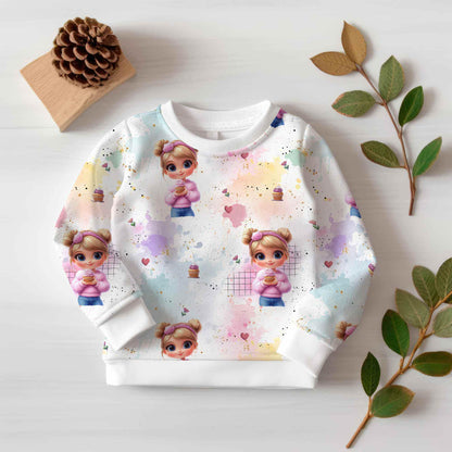 Stoffe Meterware "Cup Cake Girl" - Jersey oder French Terry